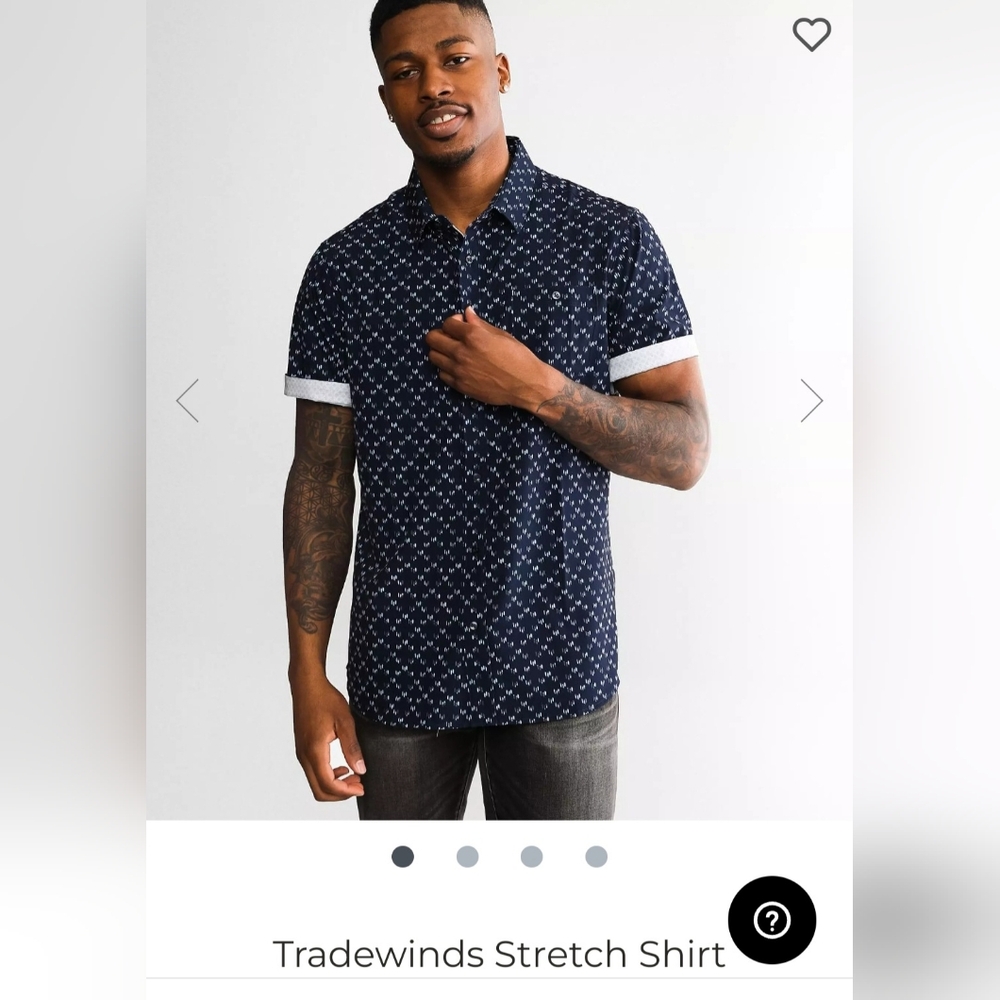 7 Diamonds Shirt Mens Med Tradewinds Blue 4 Way Stretch Button Up Short Sleeve